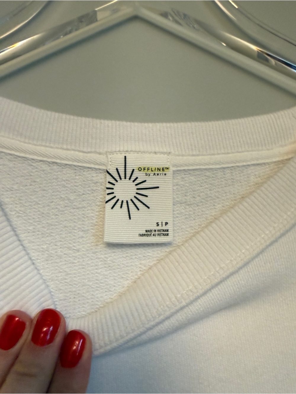 Aerie Offline Throw-Back Oversized Fleece Crewneck Sweatshirt Small White - Picture 7 of 8